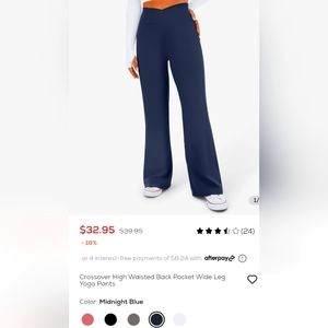 Crossover High Waisted Back Pocket Wide Leg yoga pants